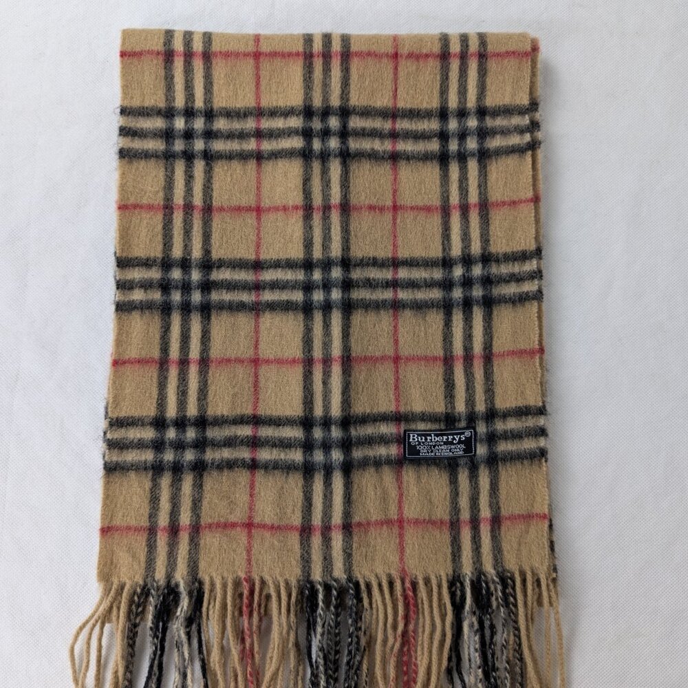 BURBERRY Lambswool Beige Check Scarf – Classic Plaid – ICONIC LOOK – VALUE - Picture 6 of 6